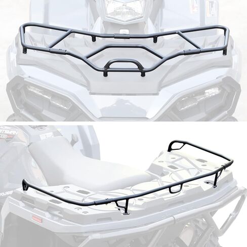 A & UTV PRO Front & Rear Utility Rack Extender for Polaris Sportsman 570 450 2021 2022 2023 2024, Heavy Duty Steel ATV Luggage Rack Extender Accessories, Replace OEM #2884842, 2884841, Black, 2PCS in Saudi Arabia