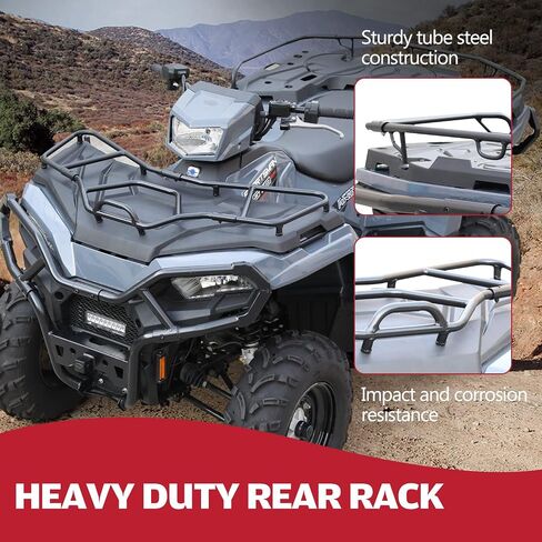 A & UTV PRO Front & Rear Utility Rack Extender for Polaris Sportsman 570 450 2021 2022 2023 2024, Heavy Duty Steel ATV Luggage Rack Extender Accessories, Replace OEM #2884842, 2884841, Black, 2PCS in Saudi Arabia