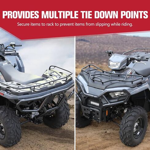 A & UTV PRO Front & Rear Utility Rack Extender for Polaris Sportsman 570 450 2021 2022 2023 2024, Heavy Duty Steel ATV Luggage Rack Extender Accessories, Replace OEM #2884842, 2884841, Black, 2PCS in Saudi Arabia