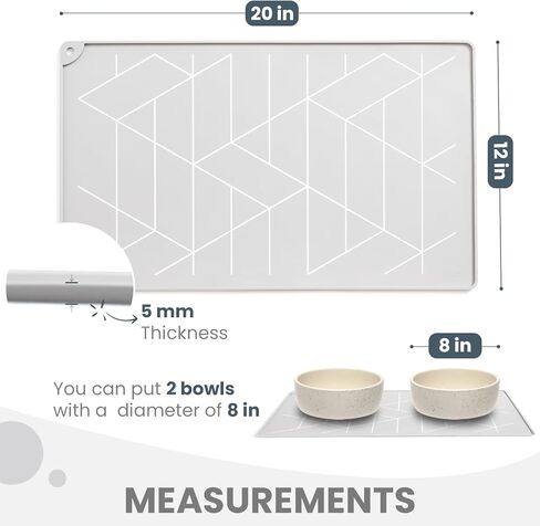 بساط تغذية الكلاب من WePet، بساط تغذية الحيوانات الأليفة مصنوع من السيليكون المقاوم للماء وغير قابل للانزلاق، آمن للاستخدام في غسالة الأطباق، يمنع انسكابات الطعام وفوضى وعاء الماء، للكلاب والقطط، مقاس 20 × 12 بوصة، لون رمادي فضي in Kuwait