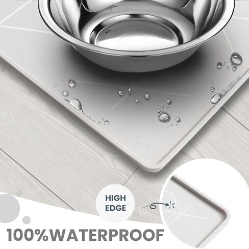 بساط تغذية الكلاب من WePet، بساط تغذية الحيوانات الأليفة مصنوع من السيليكون المقاوم للماء وغير قابل للانزلاق، آمن للاستخدام في غسالة الأطباق، يمنع انسكابات الطعام وفوضى وعاء الماء، للكلاب والقطط، مقاس 20 × 12 بوصة، لون رمادي فضي in Kuwait