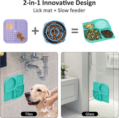Lick Mat for Dogs and Cats, Licking Mat with Suction Cups for Dog Anxiety Relief, Cat Peanut Butter Lick Pad for Boredom Reducer, Dog Enrichment Toy,Dog Treat Mat for Bathing Grooming-Blue+1 Spatula in Saudi Arabia