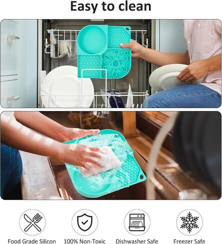 Lick Mat for Dogs and Cats, Licking Mat with Suction Cups for Dog Anxiety Relief, Cat Peanut Butter Lick Pad for Boredom Reducer, Dog Enrichment Toy,Dog Treat Mat for Bathing Grooming-Blue+1 Spatula in Saudi Arabia