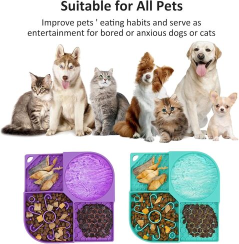 Lick Mat for Dogs and Cats, Licking Mat with Suction Cups for Dog Anxiety Relief, Cat Peanut Butter Lick Pad for Boredom Reducer, Dog Enrichment Toy,Dog Treat Mat for Bathing Grooming-Blue+1 Spatula in Saudi Arabia