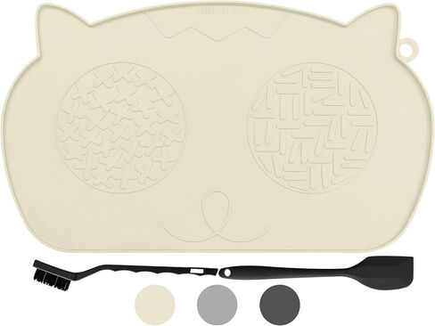 حصيرة طعام القطط من كيشار للطعام، حصيرة طعام الحيوانات الأليفة من السيليكون للأرضية، صينية وعاء ماء للكلاب مقاومة للماء وغير قابلة للانزلاق، حصيرة طعام للكلاب مع حافة مرتفعة لمنع انسكابات الطعام وجريان الماء (أسود، 17.5 بوصة × 10.6 بوصة) in Kuwait