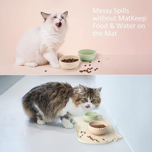 حصيرة طعام القطط من كيشار للطعام، حصيرة طعام الحيوانات الأليفة من السيليكون للأرضية، صينية وعاء ماء للكلاب مقاومة للماء وغير قابلة للانزلاق، حصيرة طعام للكلاب مع حافة مرتفعة لمنع انسكابات الطعام وجريان الماء (أسود، 17.5 بوصة × 10.6 بوصة) in Kuwait