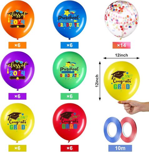 50 Pieces 12 Inches Preschool Graduate Party Balloon Decoration Kindergarten Congrats Grad Party Latex Balloon for Pre Elementary Celebration Graduation Class Ceremony School Party Supplies (Lovely) in Saudi Arabia