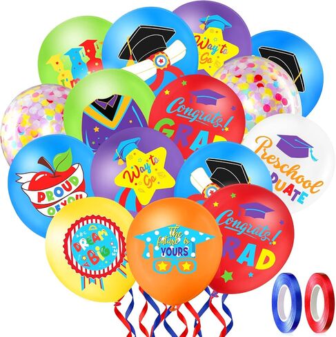 50 Pieces 12 Inches Preschool Graduate Party Balloon Decoration Kindergarten Congrats Grad Party Latex Balloon for Pre Elementary Celebration Graduation Class Ceremony School Party Supplies (Lovely) in Saudi Arabia