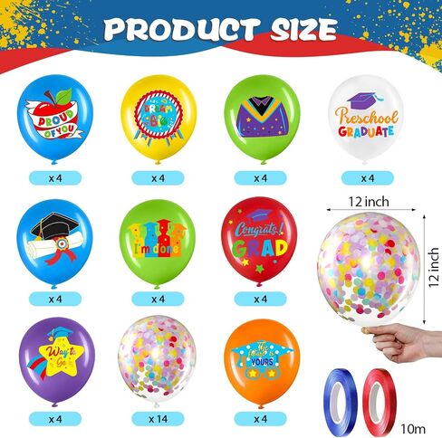50 Pieces 12 Inches Preschool Graduate Party Balloon Decoration Kindergarten Congrats Grad Party Latex Balloon for Pre Elementary Celebration Graduation Class Ceremony School Party Supplies (Lovely) in Saudi Arabia