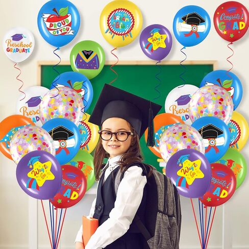 50 Pieces 12 Inches Preschool Graduate Party Balloon Decoration Kindergarten Congrats Grad Party Latex Balloon for Pre Elementary Celebration Graduation Class Ceremony School Party Supplies (Lovely) in Saudi Arabia