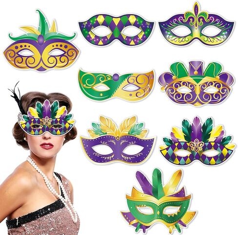 Mardi Gras Carnival Parade Face Paper Masks for Women Girls Costume Dress Up Masquerade Party Favor Accessories in Saudi Arabia