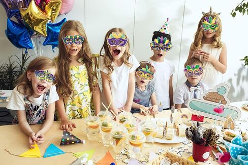 Mardi Gras Carnival Parade Face Paper Masks for Women Girls Costume Dress Up Masquerade Party Favor Accessories in Saudi Arabia