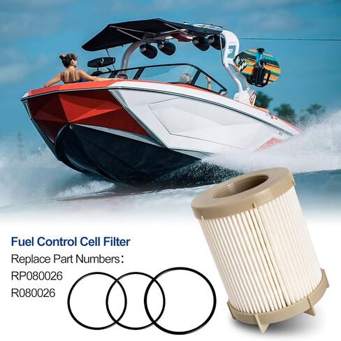 فلتر الوقود RP080026 متوافق مع محرك PCM - عنصر فاصل مياه الوقود FCC متوافق مع محرك Crusader MP 5.0 5.7 6.0L EFI مع علبة، محرك Pleasurecraft 5.0L 5.7L V8 GM البحري in Kuwait