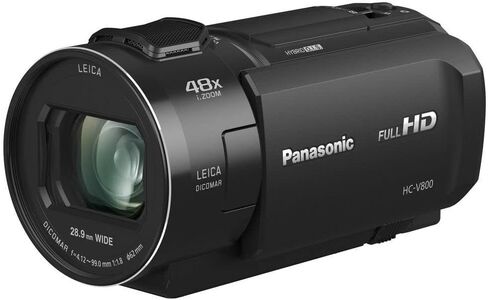 كاميرا فيديو باناسونيك HC-V800 HD - عدسة Leica DICOMAR 24x، مستشعر BSI 1/2.5 بوصة للقطات مذهلة - حزمة تسجيل فيديو متعددة الاستخدامات مع ملحقات (عنصران) in Saudi Arabia