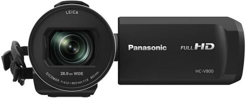 كاميرا فيديو باناسونيك HC-V800 HD - عدسة Leica DICOMAR 24x، مستشعر BSI 1/2.5 بوصة للقطات مذهلة - حزمة تسجيل فيديو متعددة الاستخدامات مع ملحقات (عنصران) in Saudi Arabia