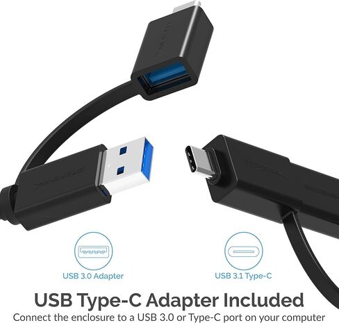 حاوية ألومنيوم SABRENT USB من النوع C لـ M.2 NVMe SSD باللون الأسود (EC-NVME-BLK) in Kuwait