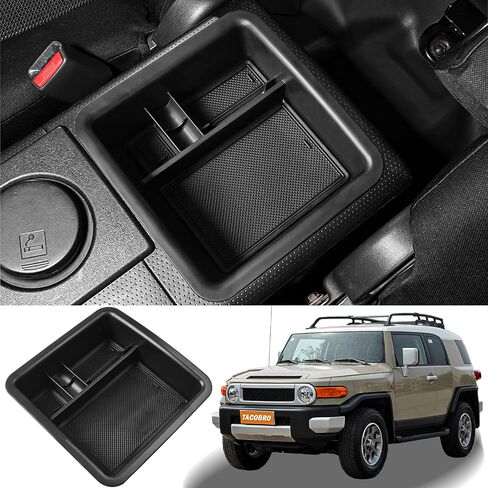 TACORBO Center Console Organizer Compatible with FJ Cruiser 2007-2021 Accessories,Armrest Secondary Storage Box ABS Insert Glove Box Tray, Black Trim in Saudi Arabia