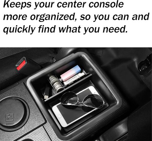 TACORBO Center Console Organizer Compatible with FJ Cruiser 2007-2021 Accessories,Armrest Secondary Storage Box ABS Insert Glove Box Tray, Black Trim in Saudi Arabia