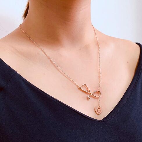 Your Always Charm Nurse Initial Necklace Nurse Week Gifts for Women Nurse Practitioner Appreciation Graduation Gifts Stethoscope Necklace for Women Trendy in Saudi Arabia