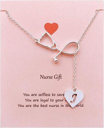 Your Always Charm Nurse Initial Necklace Nurse Week Gifts for Women Nurse Practitioner Appreciation Graduation Gifts Stethoscope Necklace for Women Trendy in Saudi Arabia