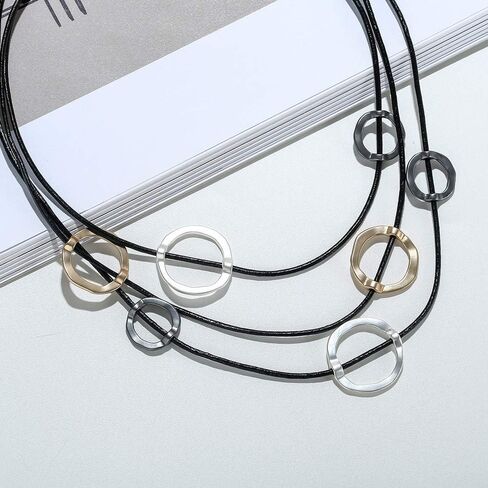 سلسلة قلادة عصرية من الجلد الأسود من COOSTUFF ANNA للنساء مجوهرات in Kuwait