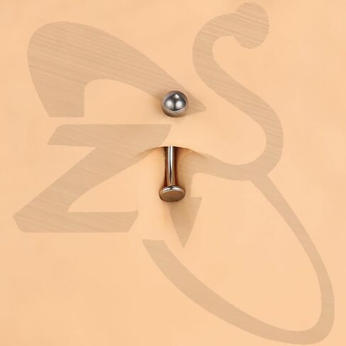 ZS ASTM F136 خاتم زر البطن من التيتانيوم، 14 جرام مجوهرات زركونيا مكعبة للسرة، 6/8/10/12/14 مم شريط طويل ملولب داخليًا، مسمار حديد السرة، ثقب البطن بظهر مسطح in Kuwait