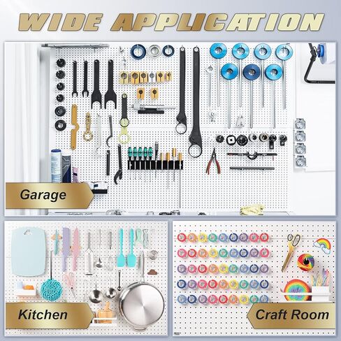 لوحة Pegboard، 4 قطع من Pegboard المعدنية، منظم جدار Pegboard عالي التحمل مع إطار لتنظيم الأدوات، لوحة Pegboard سوداء، لوحات Pegboard للجدران، لوحات Pegboard معدنية لورشة عمل المطبخ وغرفة المرآب in Kuwait