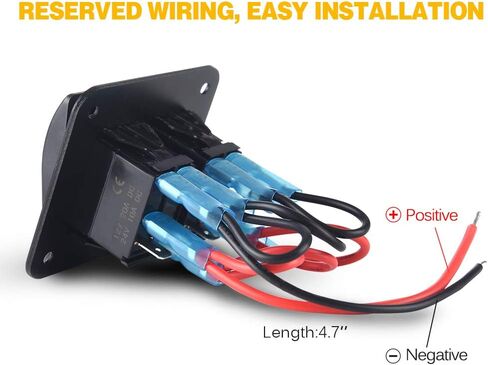 لوحة مفاتيح هزازة ذات 3 دبابيس - لوحة تحكم بمفتاح تشغيل/إيقاف بـ 5 دبابيس مع ضوء LED | مجموعة الأسلاك سهلة التركيب | 12/24 فولت متوافق مع قارب السيارة البحرية ATV UTV - أزرق in Kuwait