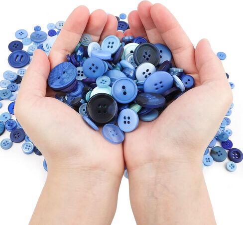 600pcs Blue Resin Buttons for Crafts Mixed Ocean Blue Basic Buttons 2 and 4 Holes for Crafting Sewing DIY Manual Button Painting, 0.24 Inch ~ 1.73 Inch in Saudi Arabia