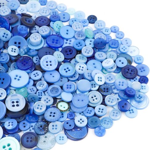 600pcs Blue Resin Buttons for Crafts Mixed Ocean Blue Basic Buttons 2 and 4 Holes for Crafting Sewing DIY Manual Button Painting, 0.24 Inch ~ 1.73 Inch in Saudi Arabia