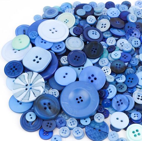 600pcs Blue Resin Buttons for Crafts Mixed Ocean Blue Basic Buttons 2 and 4 Holes for Crafting Sewing DIY Manual Button Painting, 0.24 Inch ~ 1.73 Inch in Saudi Arabia