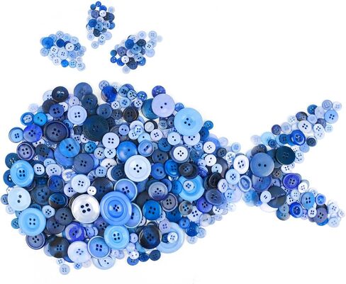 600pcs Blue Resin Buttons for Crafts Mixed Ocean Blue Basic Buttons 2 and 4 Holes for Crafting Sewing DIY Manual Button Painting, 0.24 Inch ~ 1.73 Inch in Saudi Arabia
