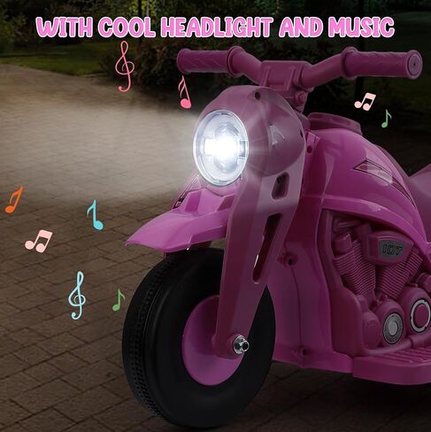 دراجة نارية للأطفال مع وظيفة الفقاعات، باتيكوين 6 فولت فقاعة دراجة نارية للركوب على لعبة سيارة للأطفال مع مصابيح أمامية LED، موسيقى، للأمام/الاحتياطي، دواسة، 3 عجلات للركوب على دراجة نارية للأطفال 3-8 بنين بنات، وردي in Kuwait