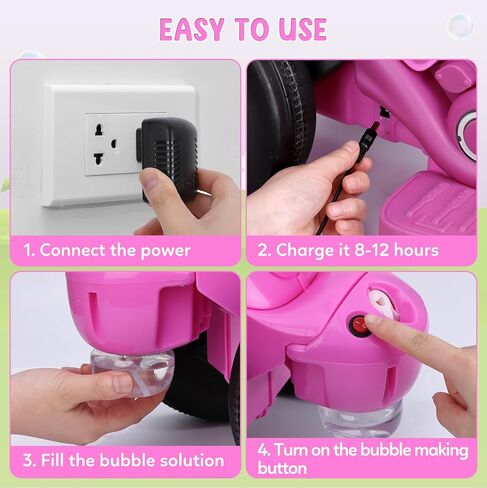 دراجة نارية للأطفال مع وظيفة الفقاعات، باتيكوين 6 فولت فقاعة دراجة نارية للركوب على لعبة سيارة للأطفال مع مصابيح أمامية LED، موسيقى، للأمام/الاحتياطي، دواسة، 3 عجلات للركوب على دراجة نارية للأطفال 3-8 بنين بنات، وردي in Kuwait