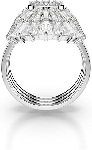 Swarovski Idyllia 3-Piece Ring Set, Mixed Cut Crystals, Shell Motif, Rhdoium Finished Metal in Saudi Arabia