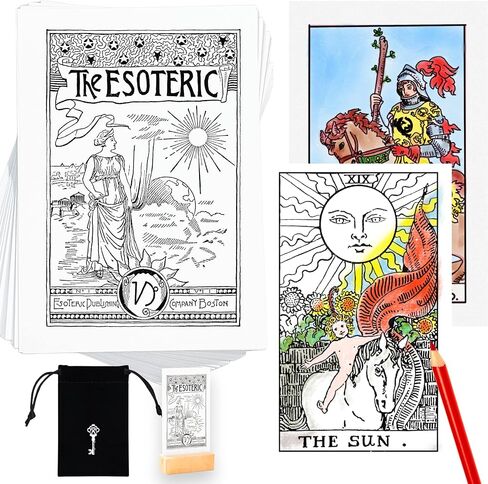 renee atmos Tarot Cards - DIY Coloring Tarot Cards Set with Holder & Carry Bag Classic Rider Waite Tarot Deck Set Design 300GSM Paper Perfect Gifts for Tarot Lovers - Tarot Deck in Saudi Arabia
