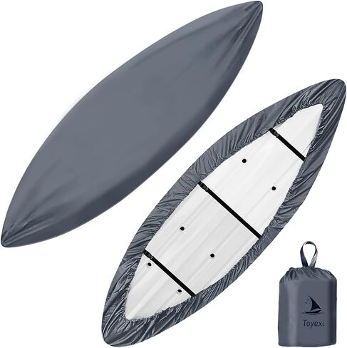 غطاء زورق الكاياك - ملحقات غطاء الكاياك، تخزين متين 420D، غطاء كاياك مقاوم للماء للغاية للحماية من الأشعة فوق البنفسجية للقوارب/الكاياك/القوارب (8.5-9.8أقدام) in Kuwait