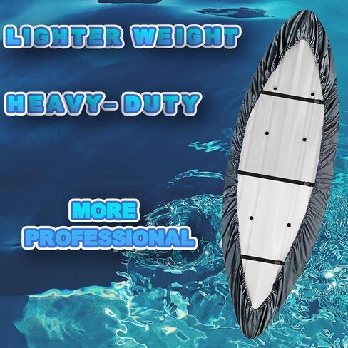 غطاء زورق الكاياك - ملحقات غطاء الكاياك، تخزين متين 420D، غطاء كاياك مقاوم للماء للغاية للحماية من الأشعة فوق البنفسجية للقوارب/الكاياك/القوارب (8.5-9.8أقدام) in Kuwait