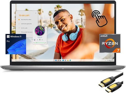 لاب توب ديل انسبايرون للأعمال والطلاب، شاشة لمس فل اتش دي 15.6 بوصة، ايه ام دي رايزن 7 7730U، ذاكرة الوصول العشوائي 16 جيجابايت، 1 تيرابايت NVMe SSD، لوحة مفاتيح بإضاءة خلفية، قارئ بطاقة SD، كاميرا ويب، لوحة مفاتيح، USB-C، SPS HDMI، ويندوز 11 برو in Saudi Arabia