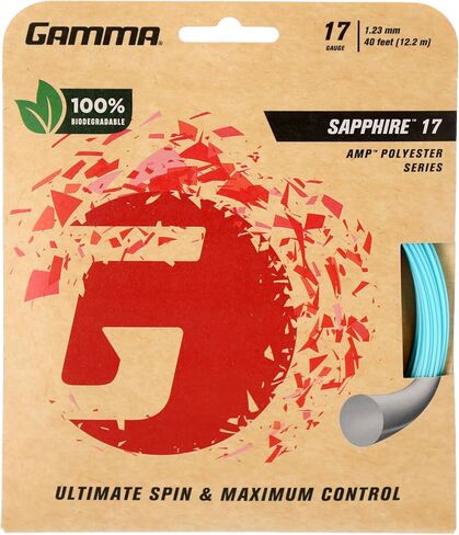 Gamma Sapphire Tennis String Set, 40 Ft Earth-Friendly Tennis Racket Strings with AMP Copolyester Technology for Effortless Spin and Precision, 16 and 17 Gauge Options in Saudi Arabia