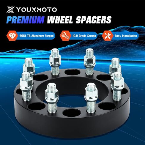 Youxmoto 4 قطع 8 × 6.5 محولات عجلة الفواصل 1.5 بوصة 130 مم مناسبة لدودج رام 2500 3500 1994-2010، مناسبة لفورد F250 F350 1975-1997 مع 9/16 بوصة - 18 ترصيع in Saudi Arabia