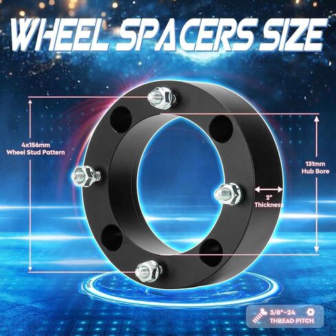 TadaMark 4x156 Wheel Spacers 1in Wheel Adapters Forged 4 Lugs fit for Kawasaki 300B Lakota 250 Mojave XT 250 Tecate Polaris Diesel Sportsman Ranger Xplorer RZR 131mm Bore with 3/8"-24 Studs 4pcs in Saudi Arabia