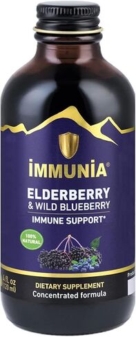 Immunia Elderberry & Wild Blueberry Concentrated. Strengthen Your Immune System Naturally. Delicious Taste. Made in Canada with Fruits from Canada. 24 Days/Bottle. (1-Pack) in Saudi Arabia