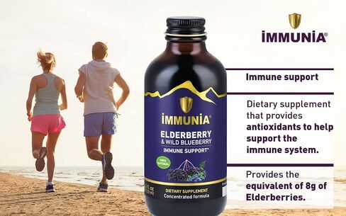 Immunia Elderberry & Wild Blueberry Concentrated. Strengthen Your Immune System Naturally. Delicious Taste. Made in Canada with Fruits from Canada. 24 Days/Bottle. (1-Pack) in Saudi Arabia