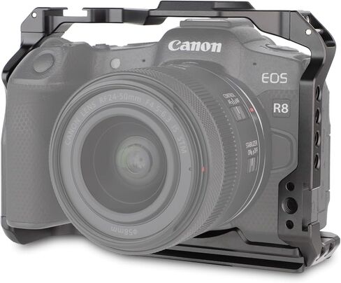 LEFTFOTO Camera Cage for Canon R8 - Camera Protection Frame Rig for EOS R8 with Arca Base,Cold Shoe,Strap Slot,1/4 3/8 in Screw Holes,Compatibility with DJI RS2 3 Stabilizer- for Vlog Video Shooting in Saudi Arabia