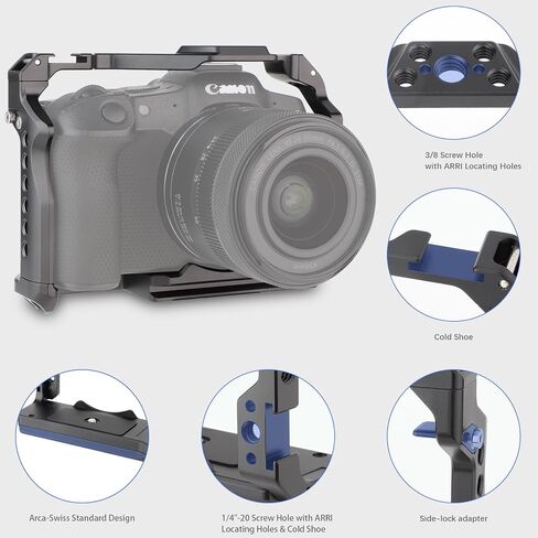 LEFTFOTO Camera Cage for Canon R8 - Camera Protection Frame Rig for EOS R8 with Arca Base,Cold Shoe,Strap Slot,1/4 3/8 in Screw Holes,Compatibility with DJI RS2 3 Stabilizer- for Vlog Video Shooting in Saudi Arabia