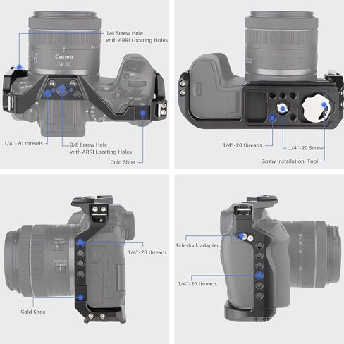 LEFTFOTO Camera Cage for Canon R8 - Camera Protection Frame Rig for EOS R8 with Arca Base,Cold Shoe,Strap Slot,1/4 3/8 in Screw Holes,Compatibility with DJI RS2 3 Stabilizer- for Vlog Video Shooting in Saudi Arabia