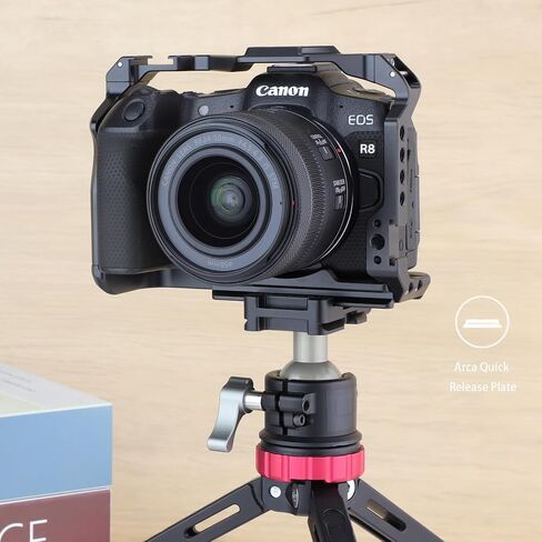 LEFTFOTO Camera Cage for Canon R8 - Camera Protection Frame Rig for EOS R8 with Arca Base,Cold Shoe,Strap Slot,1/4 3/8 in Screw Holes,Compatibility with DJI RS2 3 Stabilizer- for Vlog Video Shooting in Saudi Arabia