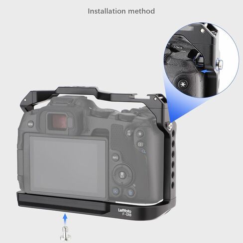 LEFTFOTO Camera Cage for Canon R8 - Camera Protection Frame Rig for EOS R8 with Arca Base,Cold Shoe,Strap Slot,1/4 3/8 in Screw Holes,Compatibility with DJI RS2 3 Stabilizer- for Vlog Video Shooting in Saudi Arabia