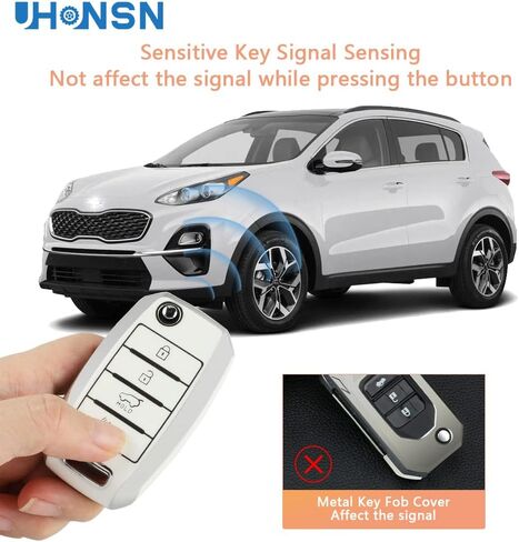 UHONSN for Nissan Key Fob Cover 4 Button Auto Start Soft TPU Smart Keyless Case Keys Protector Chain Cute Car Accessories Girly White in Saudi Arabia